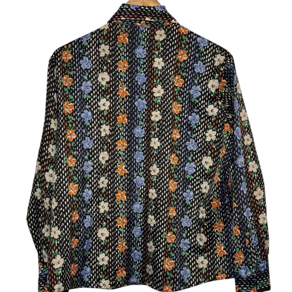 Vintage 1970s Kmart Dagger Collar Floral Button Up Blouse Size 40 XL - Picture 4 of 9
